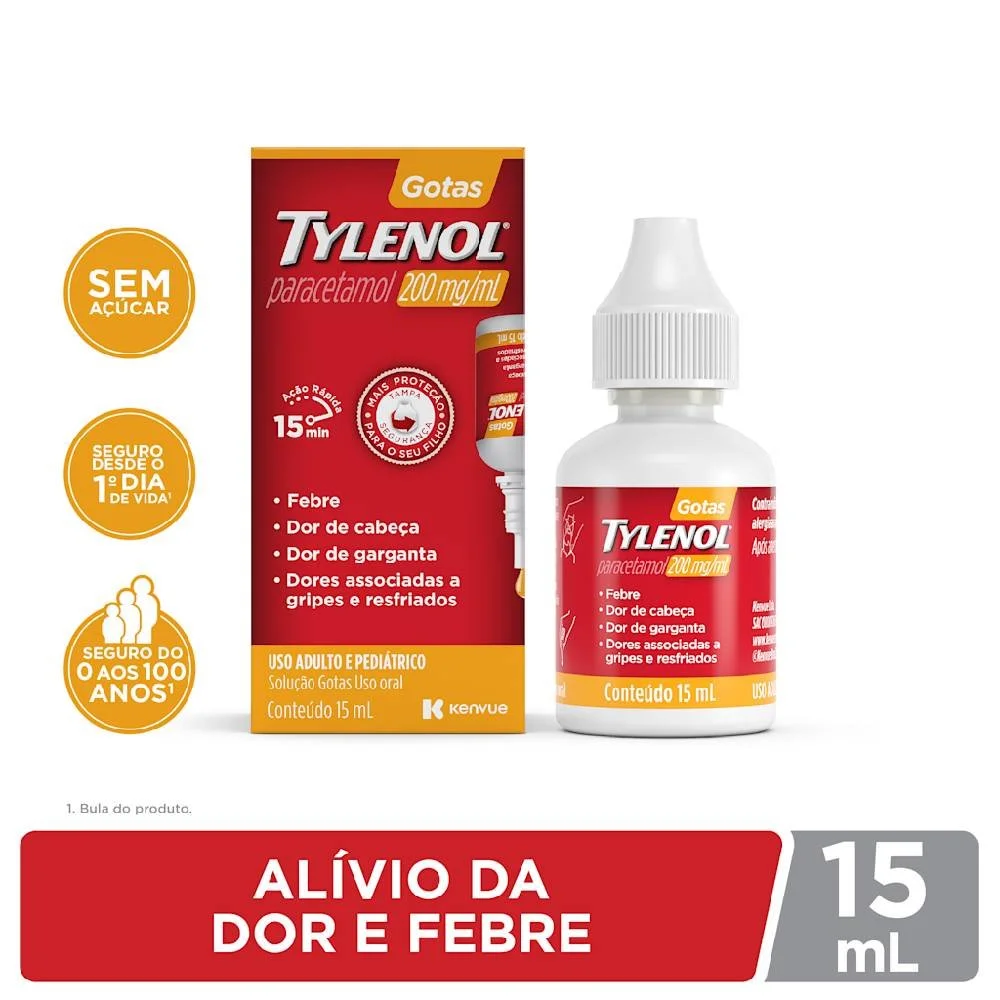 Tylenol Gotas Paracetamol 200mg/ml Solução 15ml