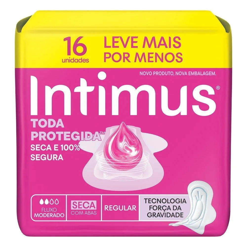 Absorvente Intimus Toda Protegida Dia Cobertura Seca Com Abas 16 Unidades