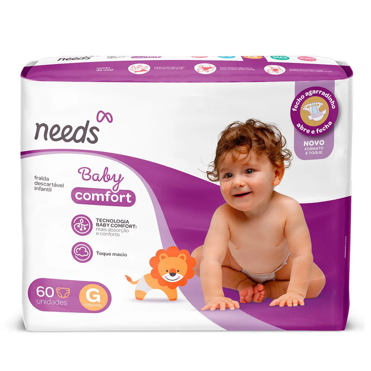 Fralda Needs Baby Comfort G 60 Unidades