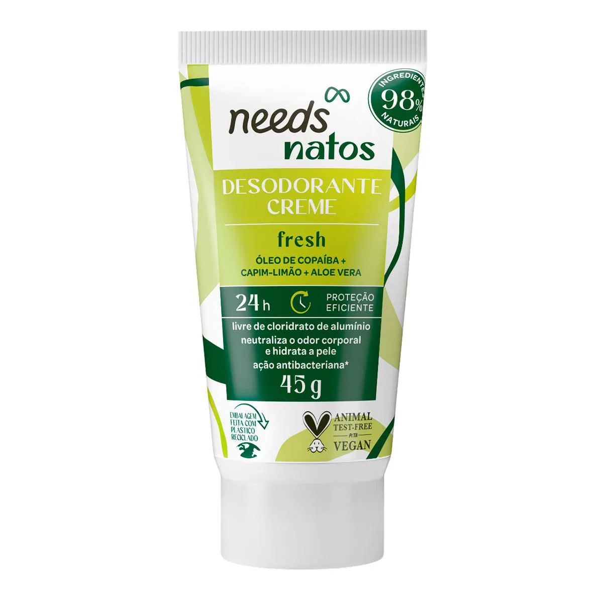 Desodorante Vegano Needs Natos Fresh 24h Creme 45g