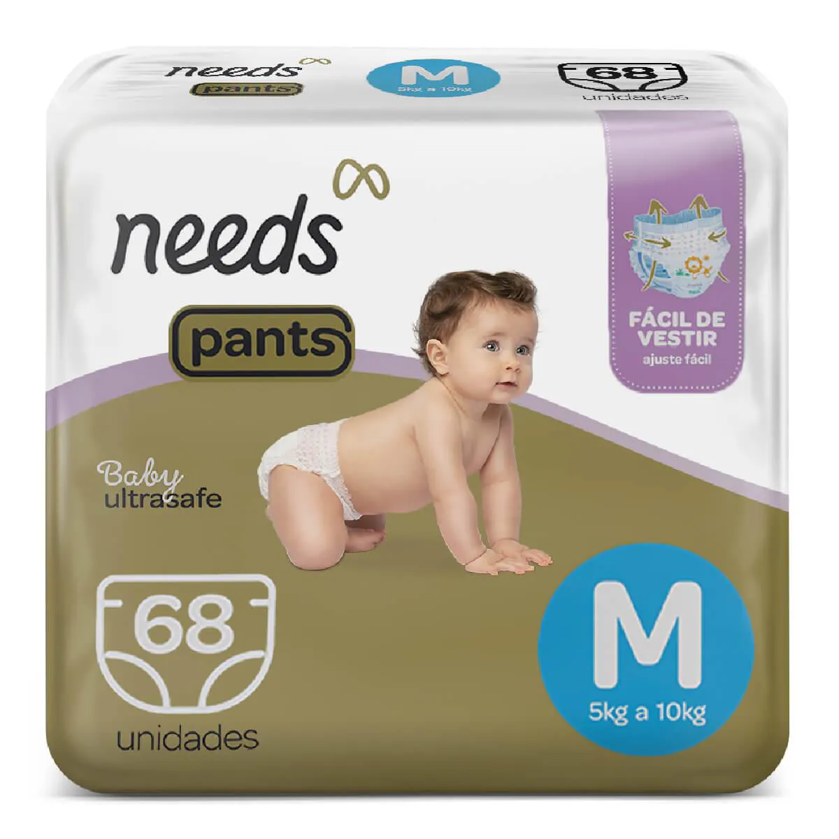 Fralda Calça Needs Baby Ultrasafe Pants M 68 Unidades