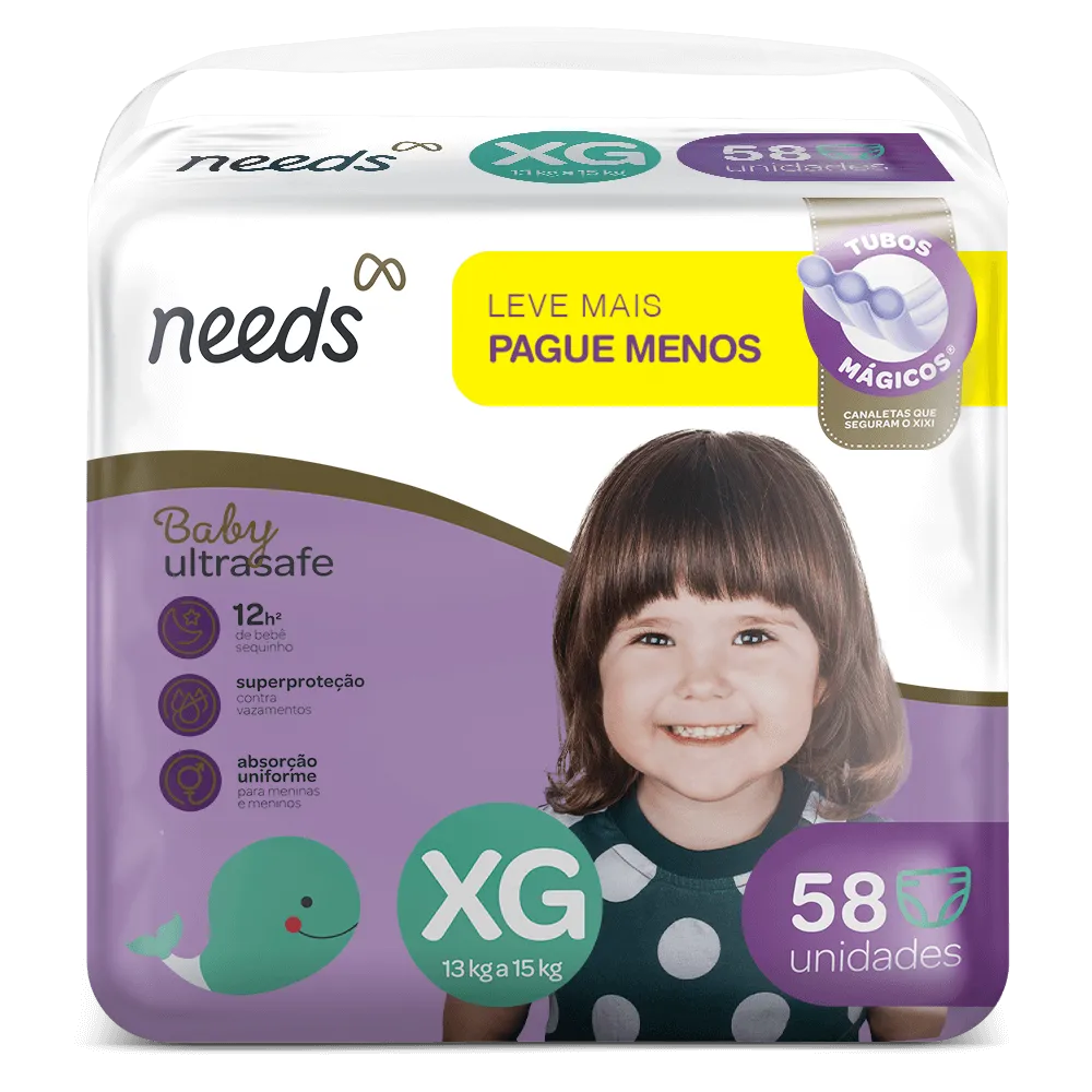 Fralda Needs Baby Ultrasafe XG 58 Unidades