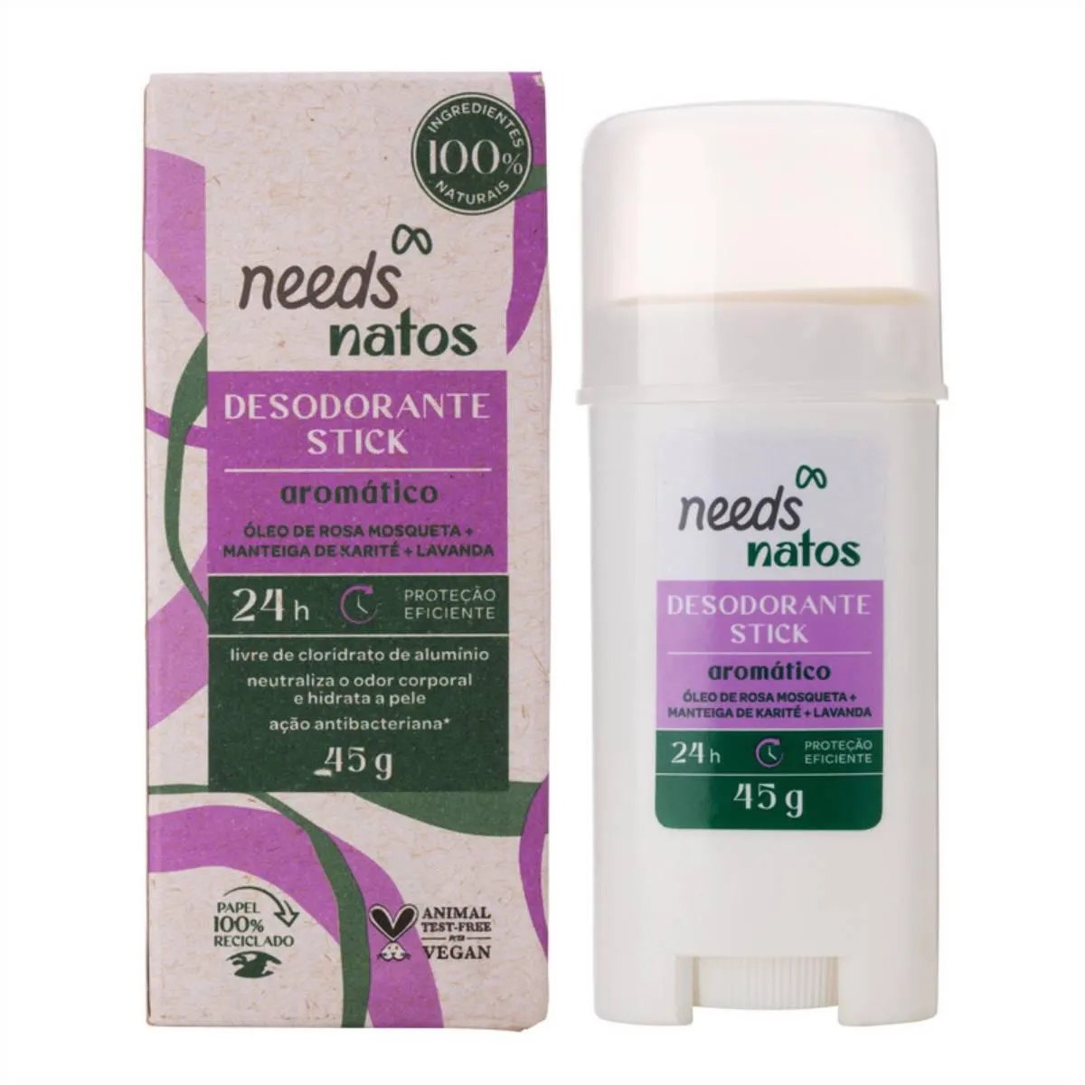 Desodorante Vegano Needs Natos Aromático 24h Stick 45g