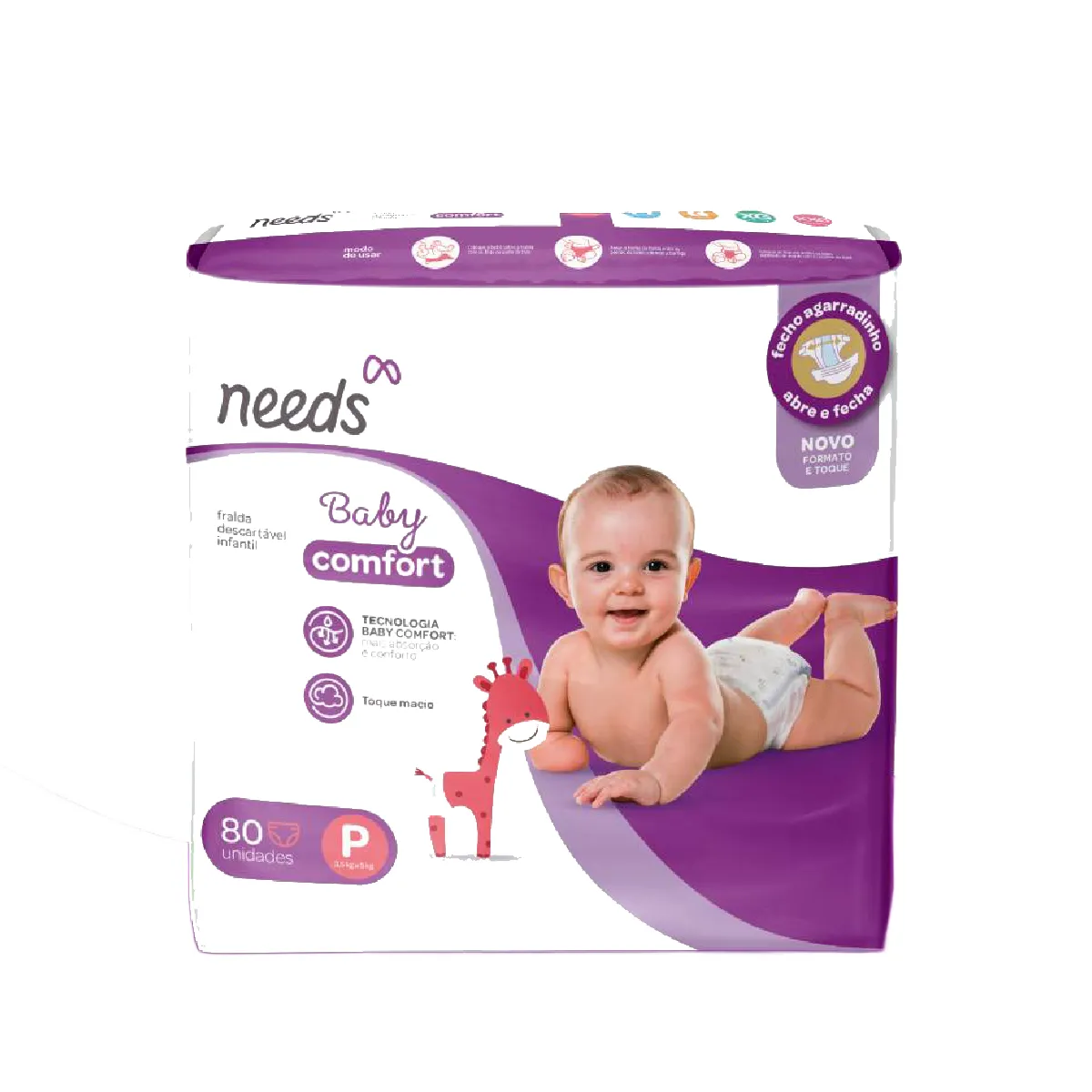 Fralda Needs Baby Comfort P 80 Unidades