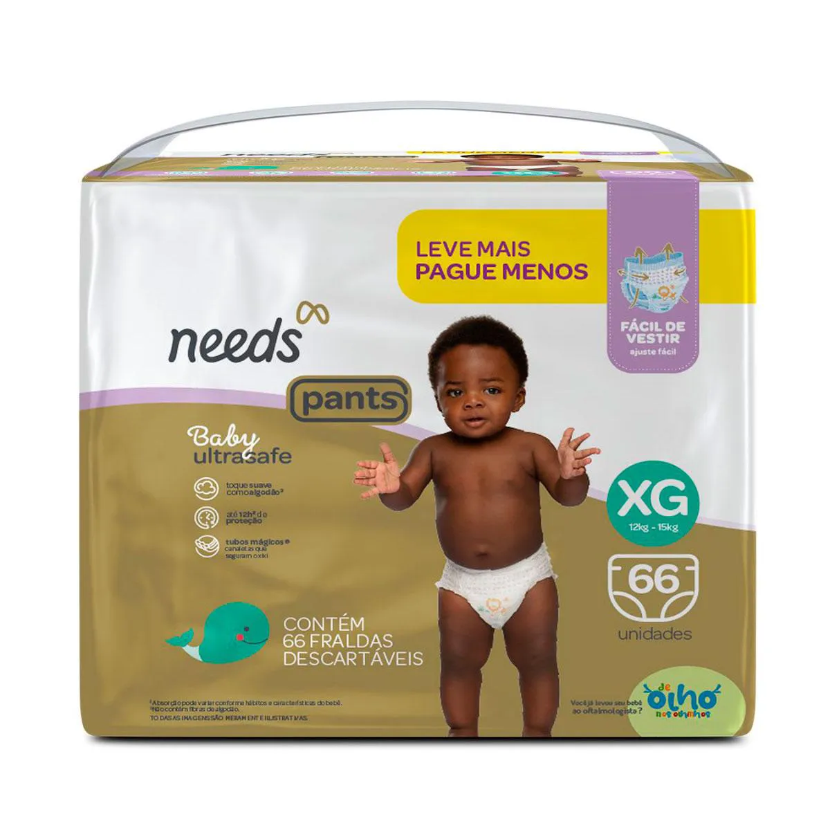 Fralda Calça Needs Baby Ultrasafe Pants XG 66 unidades