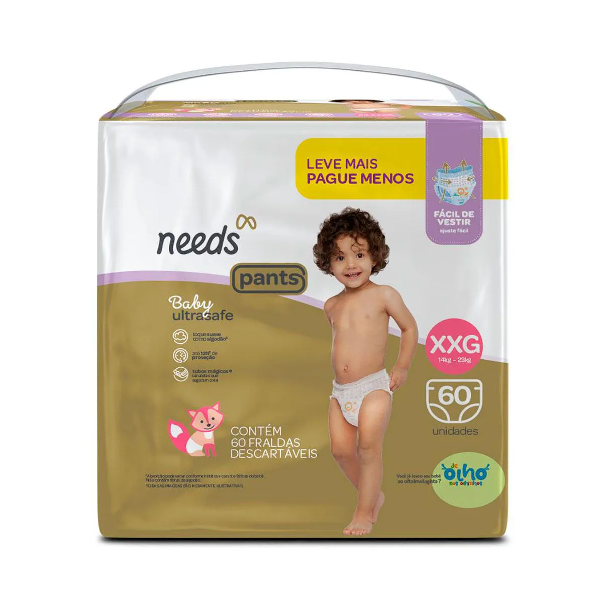 Fralda Calça Needs Baby Ultrasafe Pants XXG 60 unidades