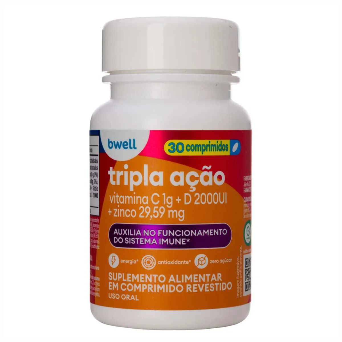 Vitamina C bwell Tripla Ação 30 comprimidos