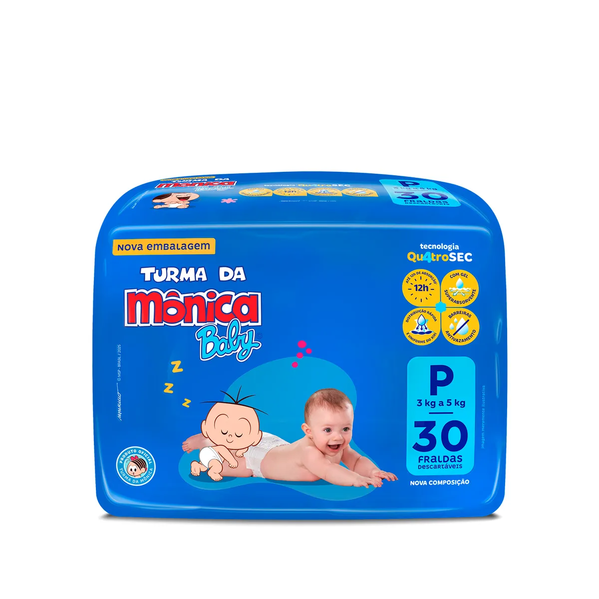 Fralda Turma da Mônica Baby P 30 unidades
