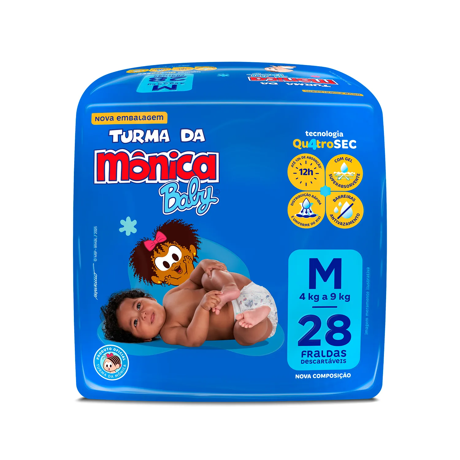 Fralda Turma da Mônica Baby M 28 unidades