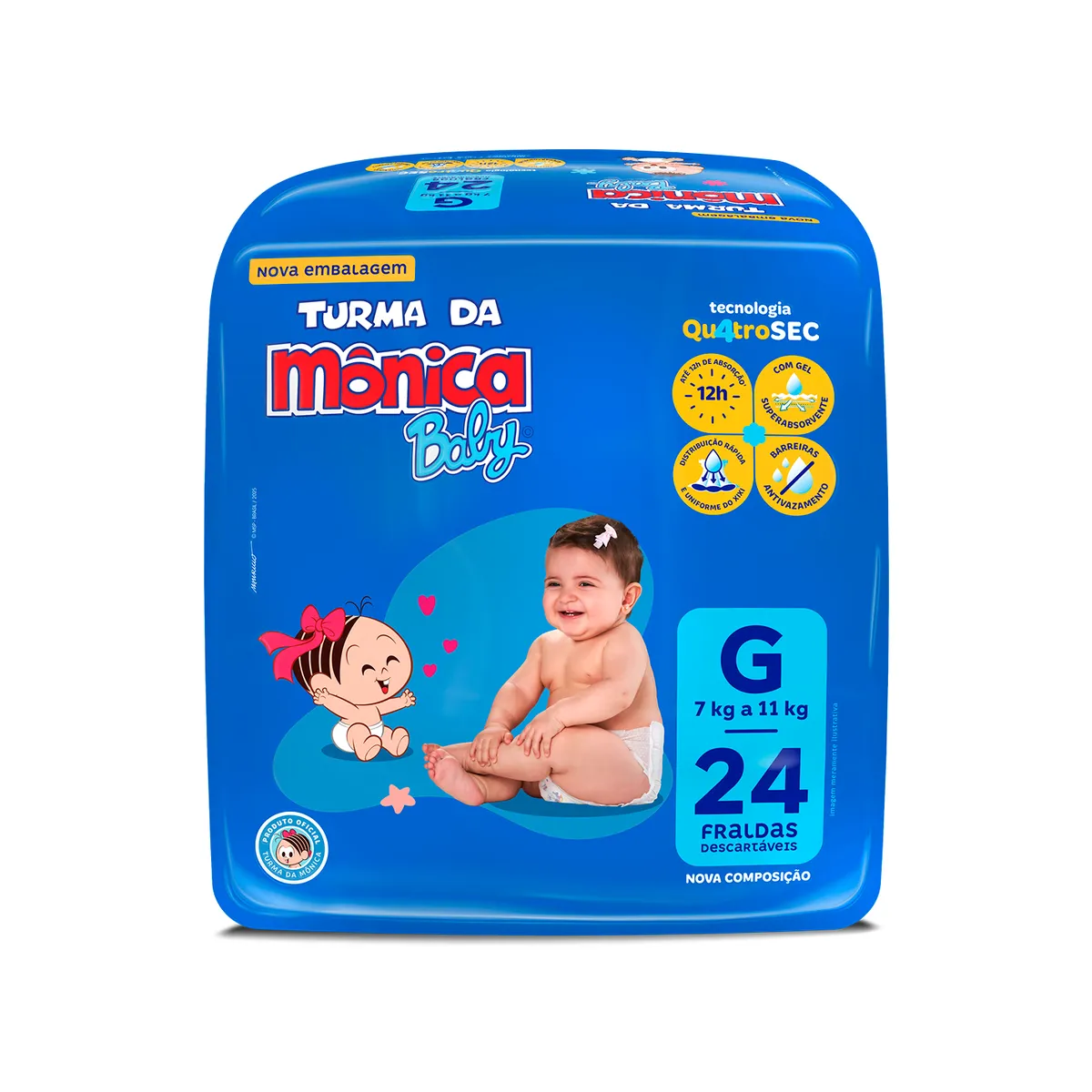 Fralda Turma da Mônica Baby G 24 unidades