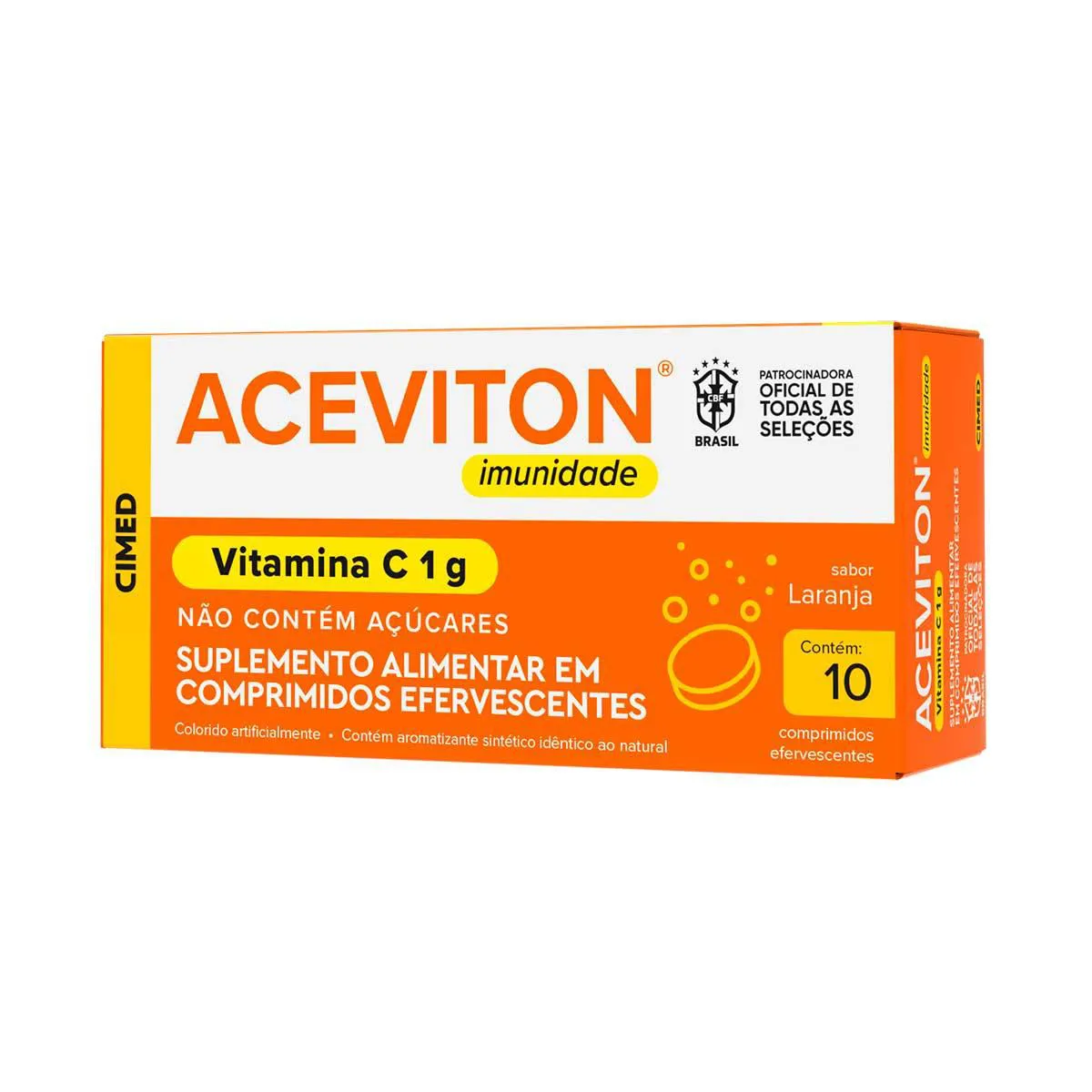 Vitamina C Efervescente Aceviton 1g Laranja 10 comprimidos