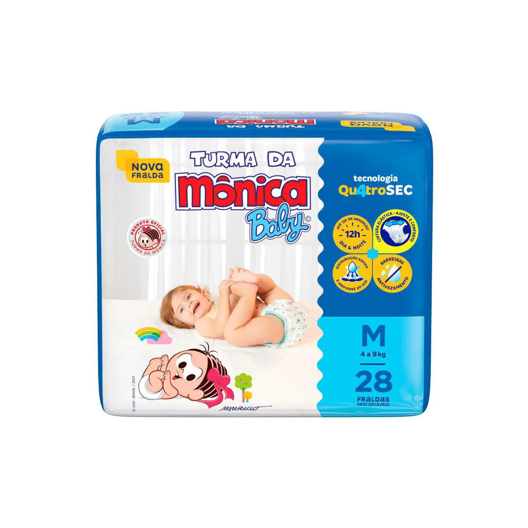Fralda Turma da Mônica Baby M 28 unidades