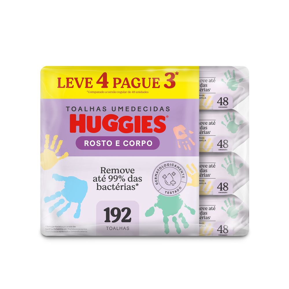 Lenço Umedecido Huggies Rosto e Corpo Leve 4 Pague 3